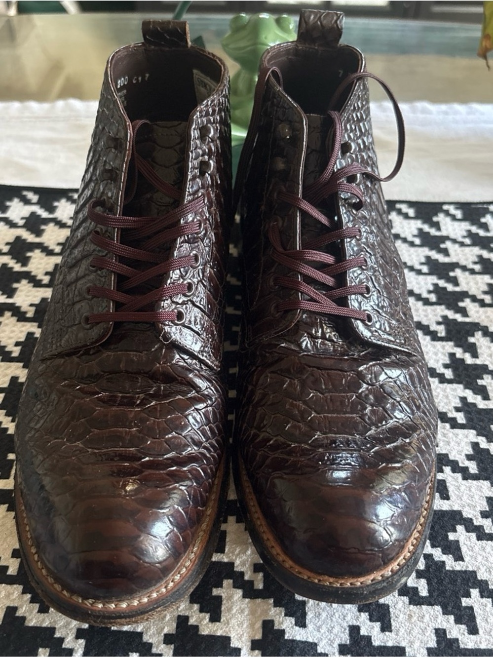 Adams Men's Brown Croc-Embossed Leather Chukka Boots